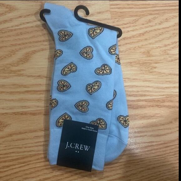 J. Crew Heart-Shaped Pizza Socks - Light Blue - New - Picture 2 of 5